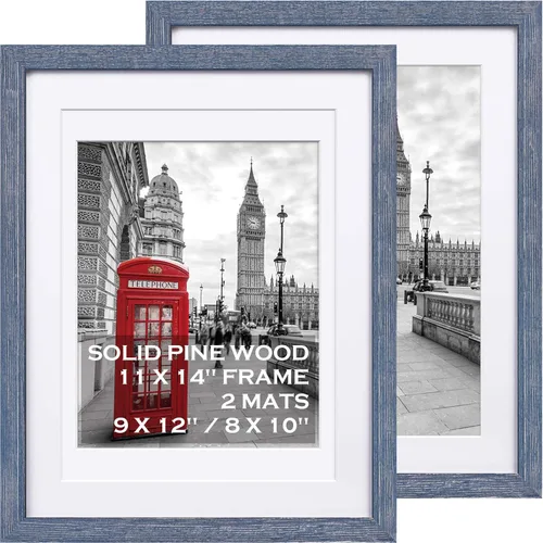Miniatura 10 de Portarretratos de madera maciza negra de 11 x 14 pulgadas, enmarañado para mostrar fotos de 9 x 12 o 8 x 10 o 11 x 14 pulgadas, sin paspartú, marco