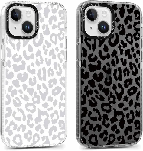Miniatura 21 de Pack de 2 Fundas con Estampado de Guepardo para Apple iPhone 13 / iPhone 14 de 6.1 Pulgadas, Funda Transparente Linda Coquette con Patrones
