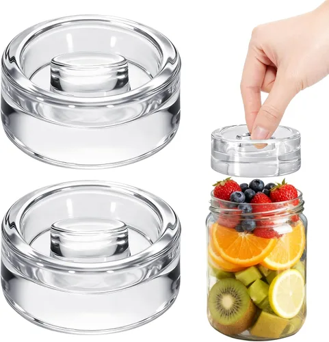 Miniatura 9 de 2Pcs Fermentation Glass Weights for Wide Mouth Jars - Pickle Bottles with Sealing Lids for Efficient Fermenting - Durable, Transparent Fermenting
