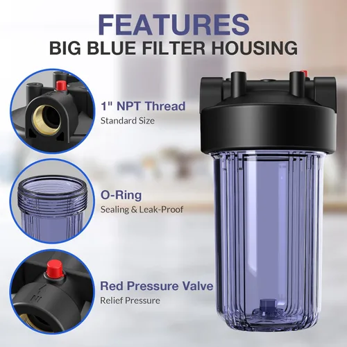 Miniatura 2 de SimPure Carcasa de filtro de agua para toda la casa de 10 pulgadas DB10C y 4 piezas de cartucho de repuesto de filtro de agua de sedimentos de 5