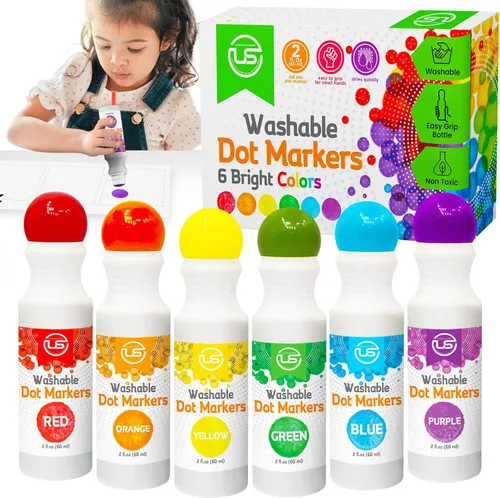 Marcadores de puntos para niños pequeños y niños, 6 colores de Bingo Daubers, pintura lavable para niños, marcadores de bingo, artes y manualidades
