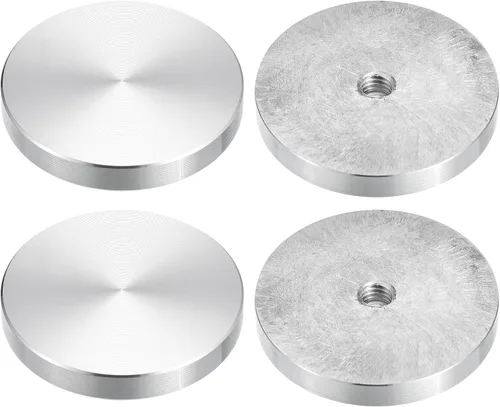 Miniatura 40 de uxcell M6 Rosca 0.787 in de diámetro de forma redonda de aluminio disco hardware 1pcs, aluminio círculo disco vidrio adaptador superior para mesa