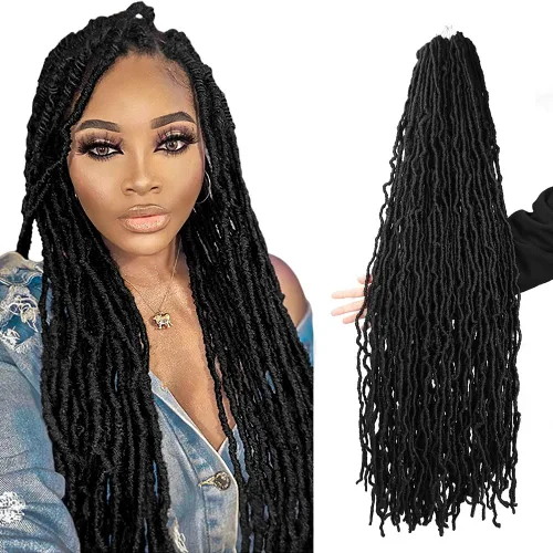 Niseyo Rastas de pelo sintético de ganchillo de 24 pulgadas, 6 paquetes de extensiones de cabello sintético lacio de ganchillo largo (24 pulgadas,