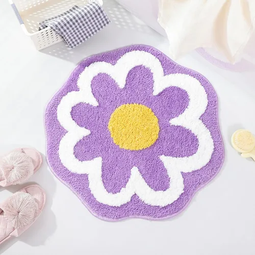 Miniatura 11 de TRUEDAYS Alfombra de baño de flores verdes para suelo de baño, pequeña alfombra de baño antideslizante de absorción de agua, alfombra de baño ultra