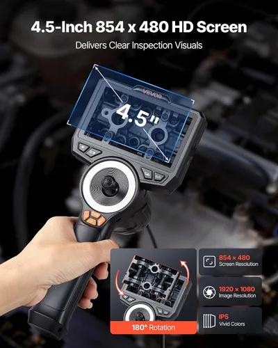 Miniatura 4 de VEVOR Endoscopio articulado de 4 vías con luz, cámara de inspección de boroscopio industrial HD 1080P con sonda articulada ultra delgada de 0.15