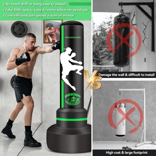 Miniatura 9 de Heavy Punching Bag with Stand Adults Teens,70" Freestanding Boxing Bags Kicking Bag Heavy Bag with Boxing Gloves and Electric Air Pump, Kickboxing