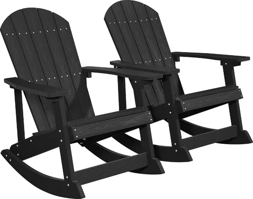 Miniatura 20 de YEFU Mecedora para exteriores, mecedora Adirondack, silla mecedora de patio con respaldo ancho, silla mecedora de gran tamaño con aspecto de madera