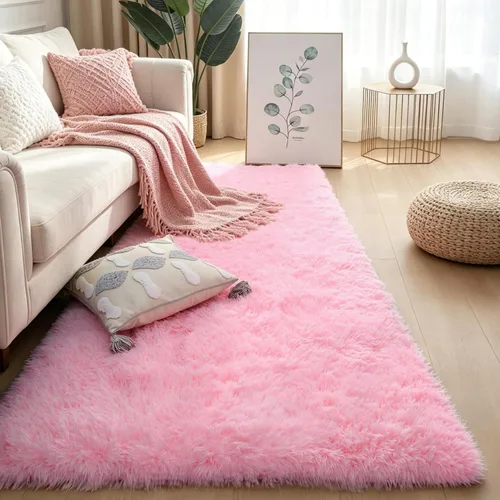 Miniatura 59 de KCHOWUA Alfombras Esponjosas y Peludas de Unicornio para Dormitorio de Niñas, 3x5 pies Lavable Antideslizante Alfombra de Área Shag Peluda para Sala
