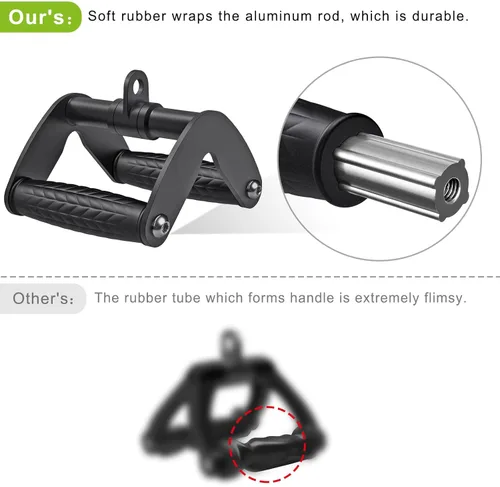 Miniatura 3 de SELEWARE Accesorios de máquinas de cable de barra recta giratoria para gimnasio, barra de tracción barra de presión con mango de goma Mango doble D