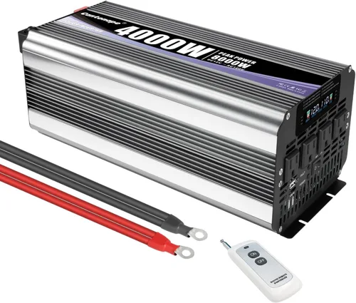 Miniatura 8 de Cantonape Inversor de corriente de 3000 W de 12 V a 110 V/120 V CC a CA con pantalla LCD, control remoto y 4 salidas de CA, adaptador de coche
