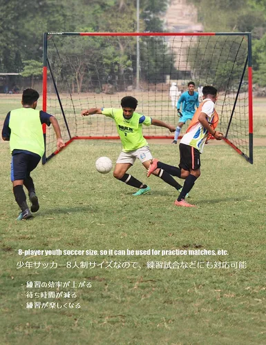 Miniatura 7 de KAIHAOWIN Portería de fútbol 3'x2.5' 6'x4' 8'x6' 10'x6.6' - Portería con marco de acero para todo clima, red de fútbol de montaje rápido - Porterías