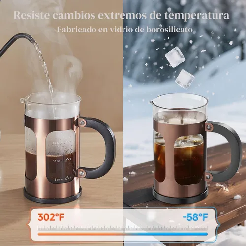 Miniatura 3 de Veken Cafetera de prensa francesa de 21 onzas, 0.6 L, olla pequeña de una sola porción, vidrio de borosilicato espesado resistente al calor