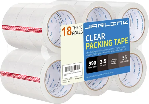 Miniatura 8 de JARLINK Cinta de embalaje transparente (12 rollos), cinta de embalaje resistente para embalaje de envío, sellado en movimiento, 1.88 pulgadas