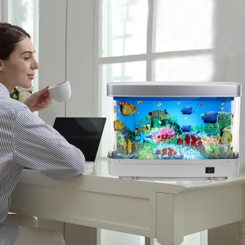 Miniatura 8 de Lightahead Lámpara artificial sensorial para acuario – Tanque de peces falsos virtuales LED con animación de vida marina en movimiento océano