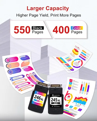 Miniatura 4 de EaseFusion 245XL 246XL Combo Pack de repuesto para cartuchos de tinta negra de Canon Ink 245 246 PG-245 XL PG-245XL para impresoras Canon Pixma