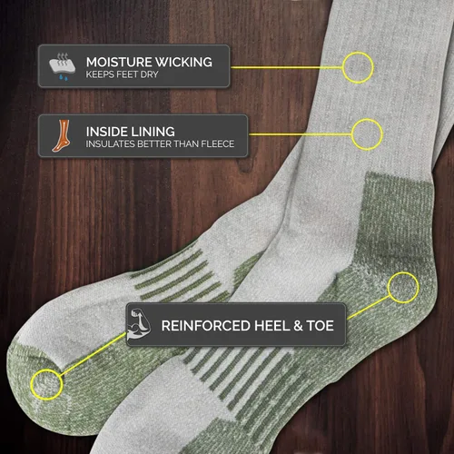 Miniatura 5 de HOT FEET Paquete de 4 calcetines para hombre, calcetines de senderismo activos y exteriores, totalmente acolchados, mezcla de lana térmica