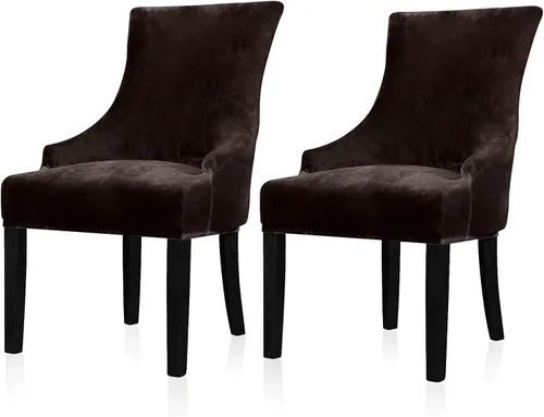 Miniatura 58 de Lellen Funda elástica de terciopelo para silla con respaldo de ala, funda protectora reutilizable para comedor, banquete, decoración del hogar, etc.