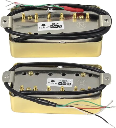 Miniatura 4 de FLEOR Humbucker Pickup - Juego de guitarra de cerámica con cuello y pastilla de puente Golden Fit LP Style guitarra eléctrica Juego de pastillas