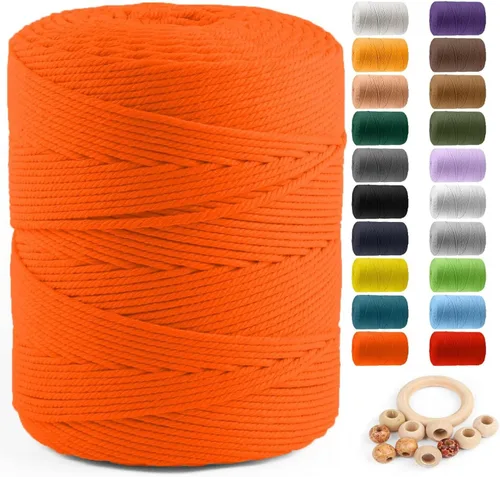 Miniatura 22 de Cuerda de algodón para macramé de 5 mm x 109 yardas, ZUEXT 100% natural hecha a mano, cuerda de algodón trenzada de 4 hebras para colgar plantas