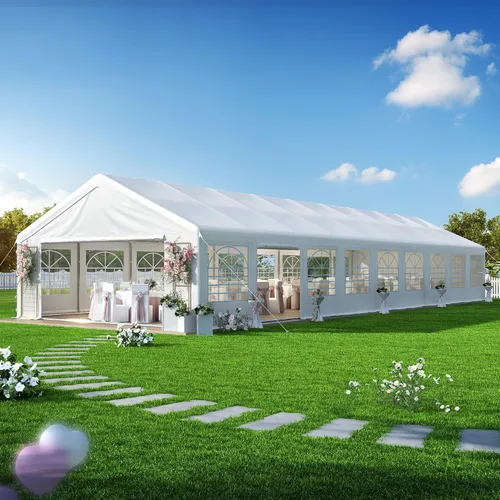 Miniatura 10 de GARTOO Tienda de campaña y cochera de 13 x 20 pies, cenador de boda resistente al aire libre con 4 bolsas de arena, toldo de refugio para eventos al