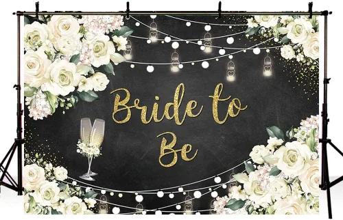 Miniatura 4 de AIBIIN Telón de fondo floral blanco de 7 x 5 pies, decoración de fiesta de despedida de soltera, suministros para parejas, boda, señorita a señora