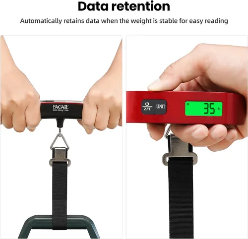 Miniatura 5 de BAGAIL Báscula digital de equipaje, báscula de equipaje colgante de 110 libras con pantalla LCD retroiluminada, báscula de pesaje portátil