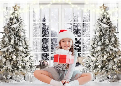 Miniatura 5 de Telón de Fondo Blanco de Navidad para Fotografía, Telón de Fondo de Navidad, Telón de Fondo de Invierno, Cartel de Navidad para Fotos 10X8FT F107
