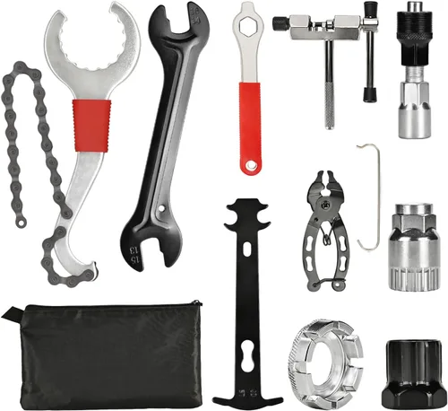 Miniatura 8 de Kit de herramientas para bicicleta, 10 piezas de herramientas profesionales de reparación de bicicletas para bicicleta de montaña con extractor de 6