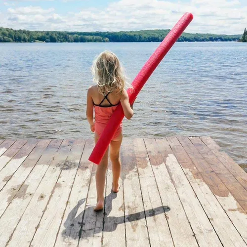 Miniatura 3 de Fideos flotantes de espuma para piscina de 60 pulgadas, fideos de piscina de espuma hueca, fideos gruesos para flotar en la piscina de natación, Rojo