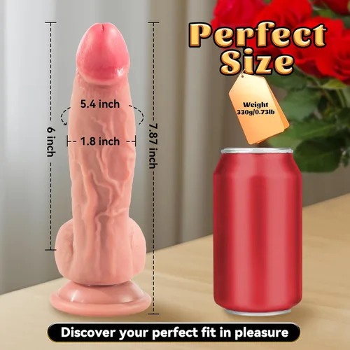 Miniatura 2 de Sex Toys - Consolador realista de silicona de 7.87 pulgadas con fuerte ventosa, estimulación curva del punto G, diseño realista para mujeres
