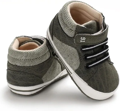 Miniatura 3 de Sekantrol Zapatos de cuna para recién nacidos, para niños y niñas, suela de goma suave, zapatos para bebés, zapatos deportivos de moda de caña alta