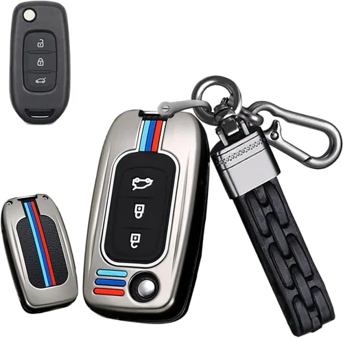 SANRILY Funda luminosa de silicona y aleación de zinc para llavero Renault Sandero Stepway Logan Clio Arkana Captur Kadjar sin llave con llavero