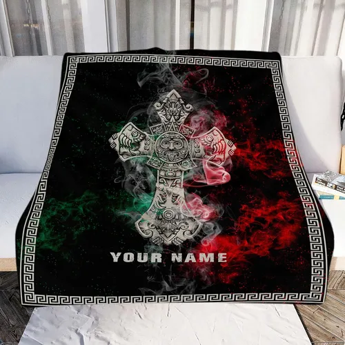 Miniatura 3 de Manta de México con nombre personalizado para hombres y mujeres, manta de bandera personalizable, regalo divertido, felpa mullida, suave microforro