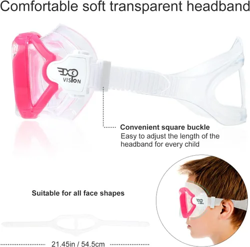 Miniatura 8 de EXP VISION Juego de 2 máscaras de buceo para adultos y niños, gafas de natación de vidrio templado con cubierta de nariz para adultos y niños