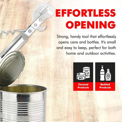 Miniatura 3 de Chef Craft Select - Abridor de latas 3 en 1, 6 pulgadas de longitud, acero inoxidable