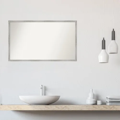 Miniatura 1054 de Amanti Art Espejo de baño blanco para sobre el fregadero, 32 x 45 pulgadas, espejo de tocador rectangular blanco esbelto, marco de madera moderno