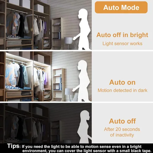 Miniatura 3 de WOBANE Tira de luces con sensor de movimiento, luz recargable activada por movimiento, tira LED alimentada por batería, 60 LED Homelife Bar