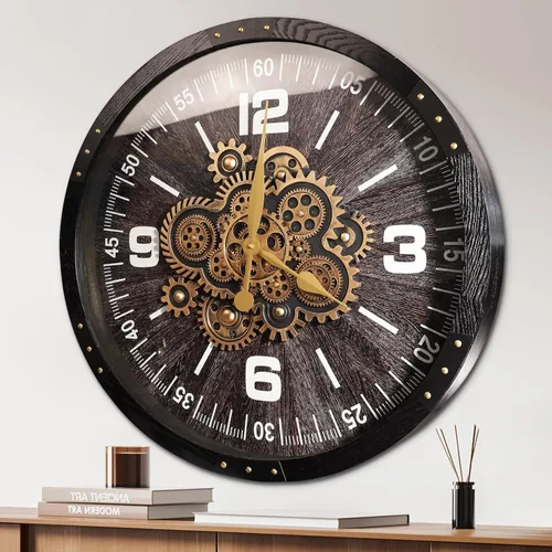Relojes de pared para decoración de sala de estar, reloj grande con engranajes móviles reales, vintage, industrial, de gran tamaño, rústico, granja,