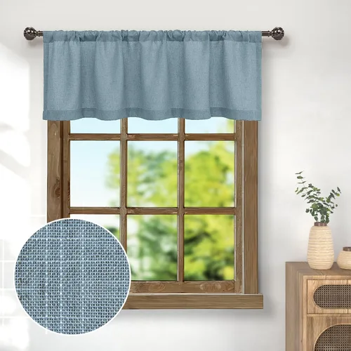 Miniatura 13 de Pitalk - Cenefa de ventana de lino negro para cocina, bolsillo para barra de 3 pulgadas, semitransparente, estilo bohemio moderno de granja, cenefa