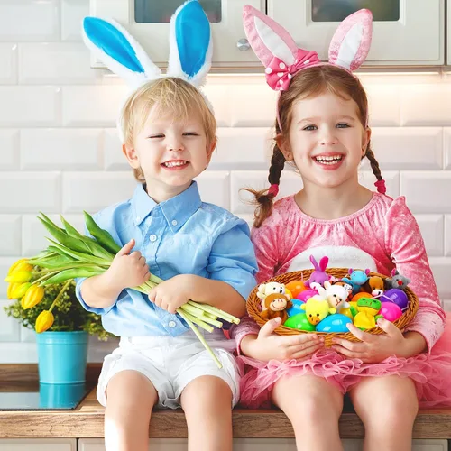 Miniatura 3 de 24 huevos de Pascua rellenos con marionetas de dedo para rellenar cestas de Pascua, búsqueda de huevos de Pascua, recuerdo de fiesta de Pascua