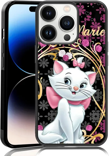 Miniatura 105 de Elegante funda de teléfono con diseño de gato Marie compatible con iPhone 11, funda de encaje dorado para iPhone, a prueba de golpes, rosa fucsia