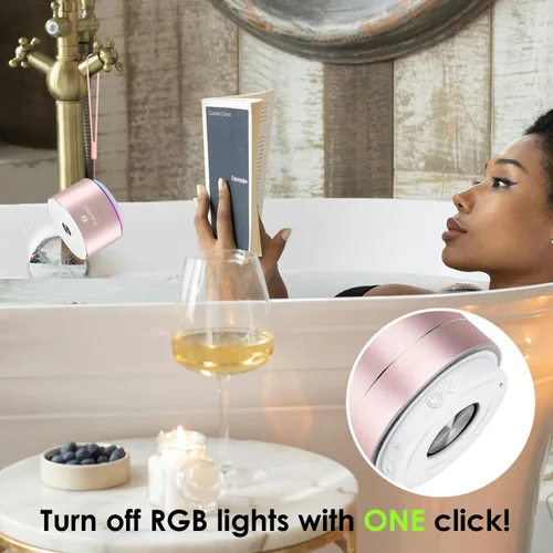 Miniatura 7 de Mini altavoz Bluetooth para la ducha, altavoz impermeable IPX6, con luces RGB, micrófono, cordón de silicona portátil, ventosa, sonido claro