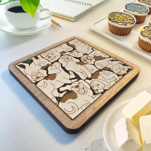 Miniatura 5 de 02 Posavasos de Perro Beagle - Juego de Posavasos de Madera con Rompecabezas de Perro Beagle - Posavasos Entrelazados tipo Rompecabezas con Diseño