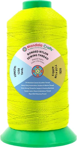 Miniatura 308 de Mandala Crafts - Hilo de nailon para coser cuero, tapicería, mezclilla y para trenzar el pelo; resistente, 1500 yardas, tamaño 69 T70 Marrón