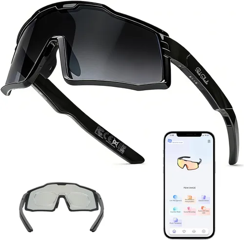 Miniatura 13 de Lentes inteligentes fotocromáticos para hombres y mujeres, lentes de sol deportivos Bluetooth 5.3 con llamadas manos libres, altavoz de oreja