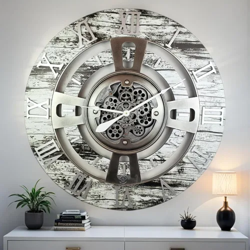 Miniatura 15 de ImprovingLife The Gears Reloj de pared con engranajes móviles reales línea Inglaterra (Verde Aguamarina, 24 pulgadas (60 cm))