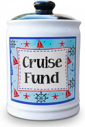 Cottage Creek Tarros | Alcancía Cruise Fund - Tarro de dinero para vacaciones esenciales de viaje | Regalos de cumpleaños divertidos para mujeres,