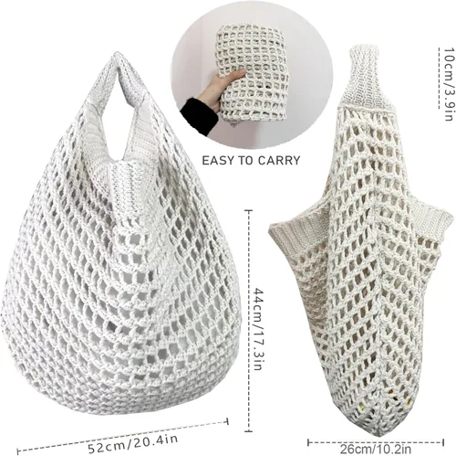 Miniatura 4 de Bolsas de playa grandes para mujer, bolsa de playa de verano, bolsa de mano estética, bolsa hippie de punto