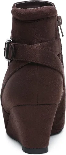 Miniatura 4 de DREAM PAIRS Botines de tacón de cuña negros para mujer