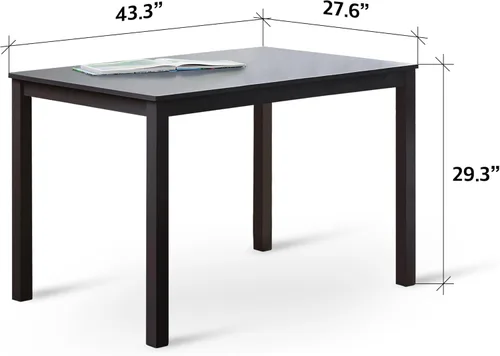 Miniatura 2 de Livinia Seattle - Juego de mesa de comedor de madera de 5 piezas para 4, moderno juego de comedor de cocina de granja con sillas traseras de Negro